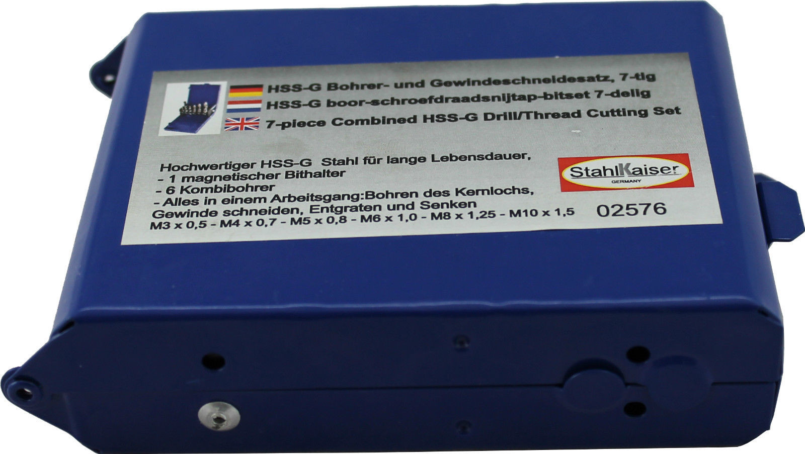 7-teiliger HSS G Bohrer- und Gewindeschneidesatz in praktischer Metall-Box