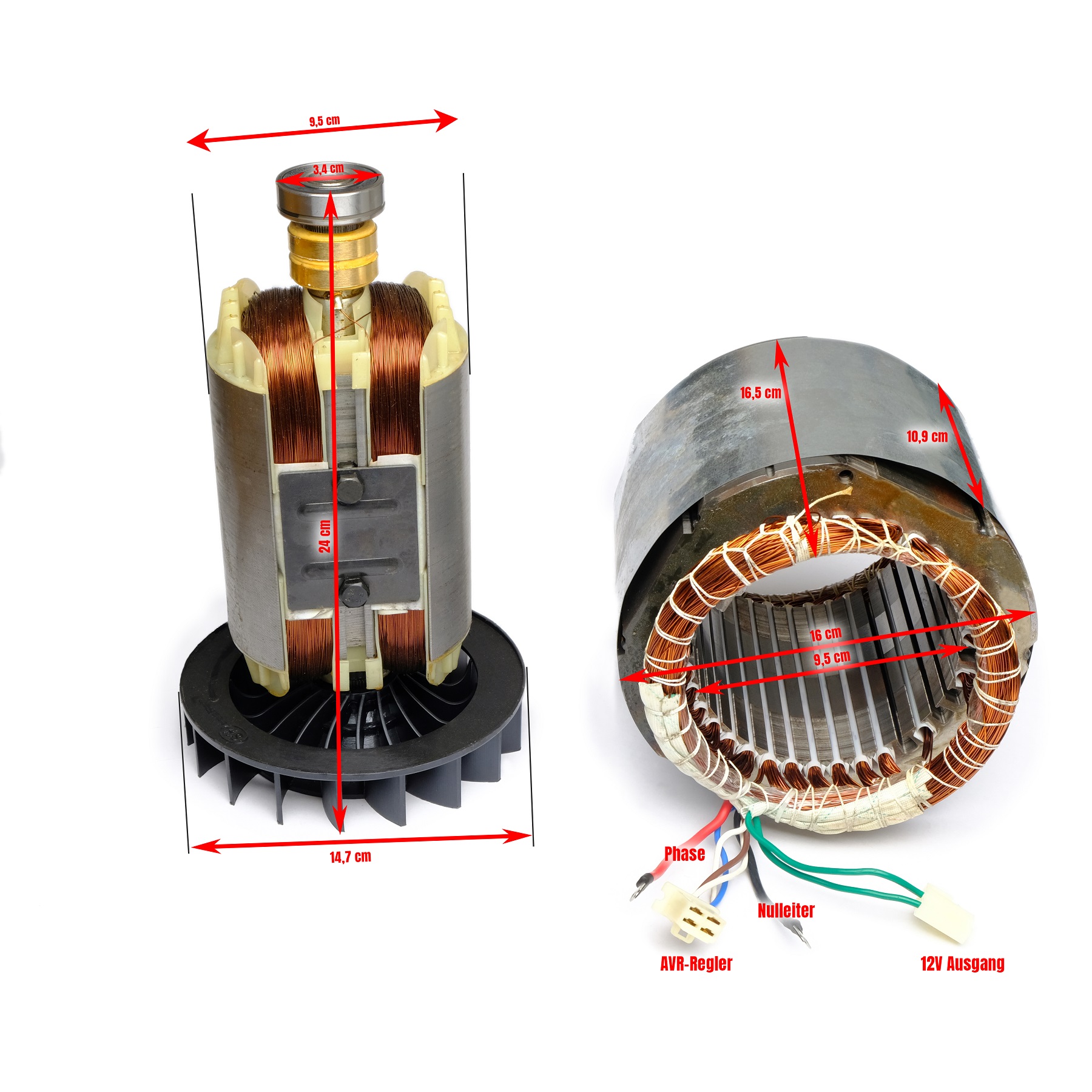 Spule 13 PS Motor Generator Stator Rotor 1 Phase Maße