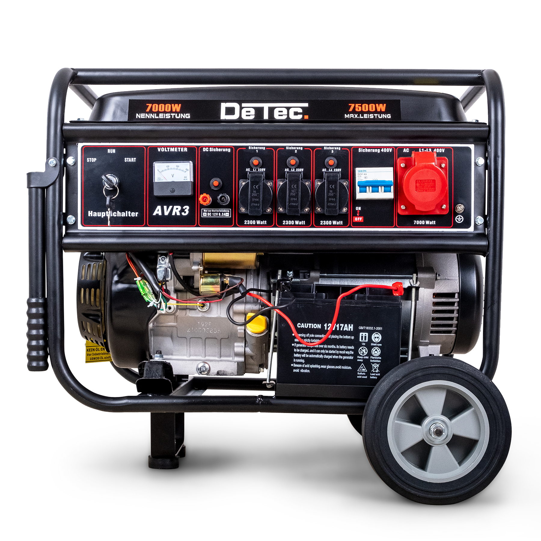 DeTec Stromerzeuger 400 V Generator E-Start mit Batterie