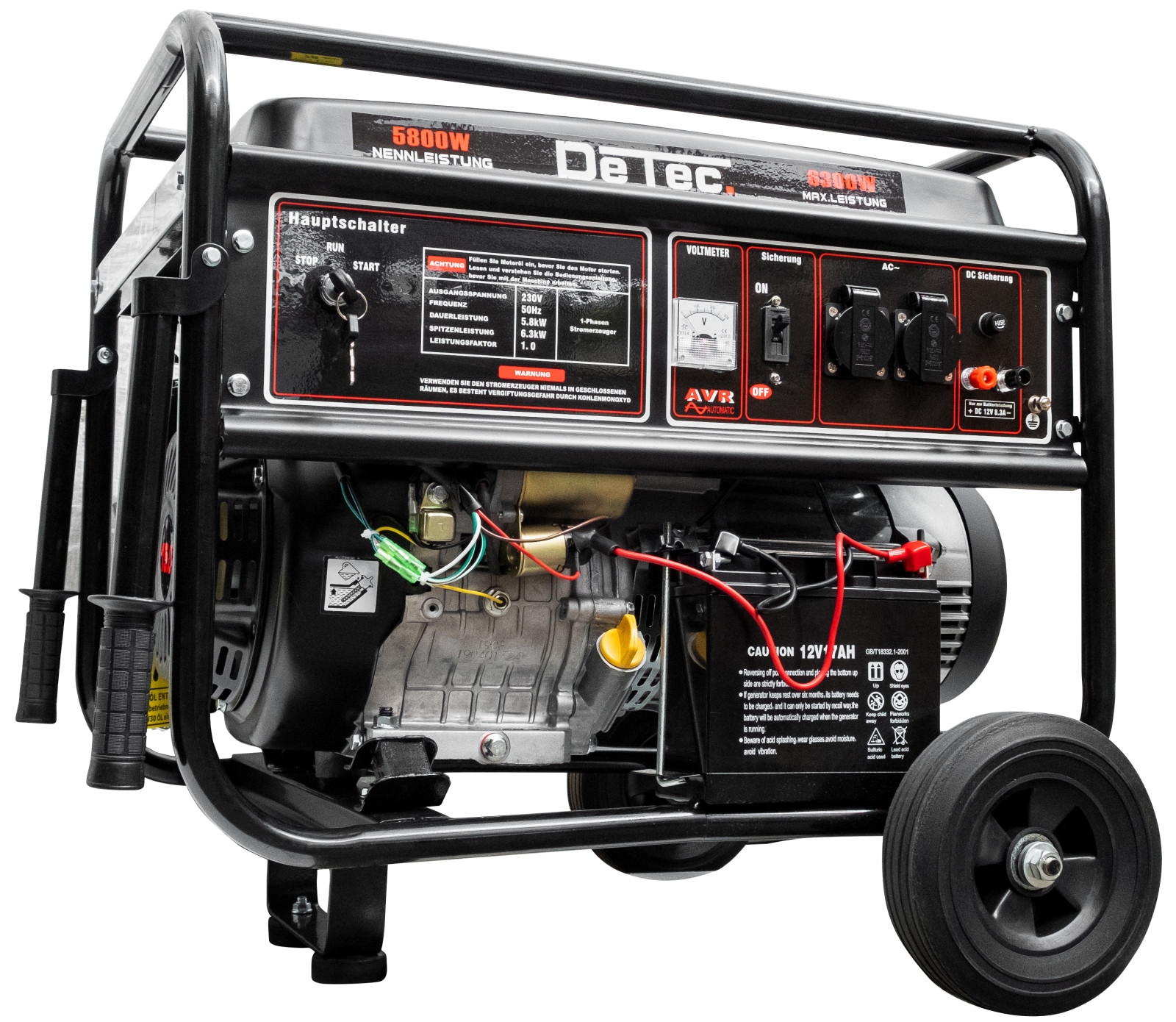 1-Phasen Benzin-Stromerzeuger 6,3 KW Lichtstrom 230V E-Start | DT-LB7000E-1