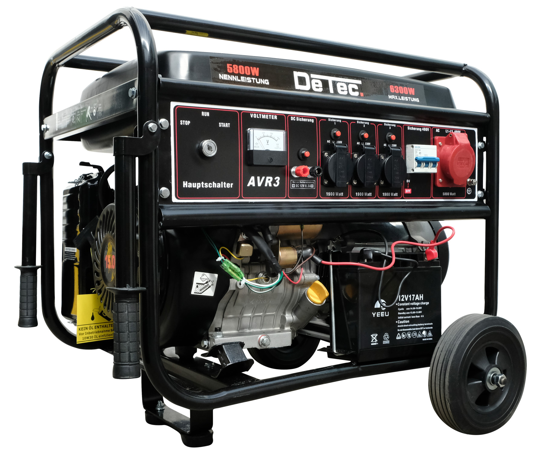 3-Phasen Benzin Stromerzeuger 6,3 KW Starkstrom 230+400V E-Start | DT-LB7000E-3