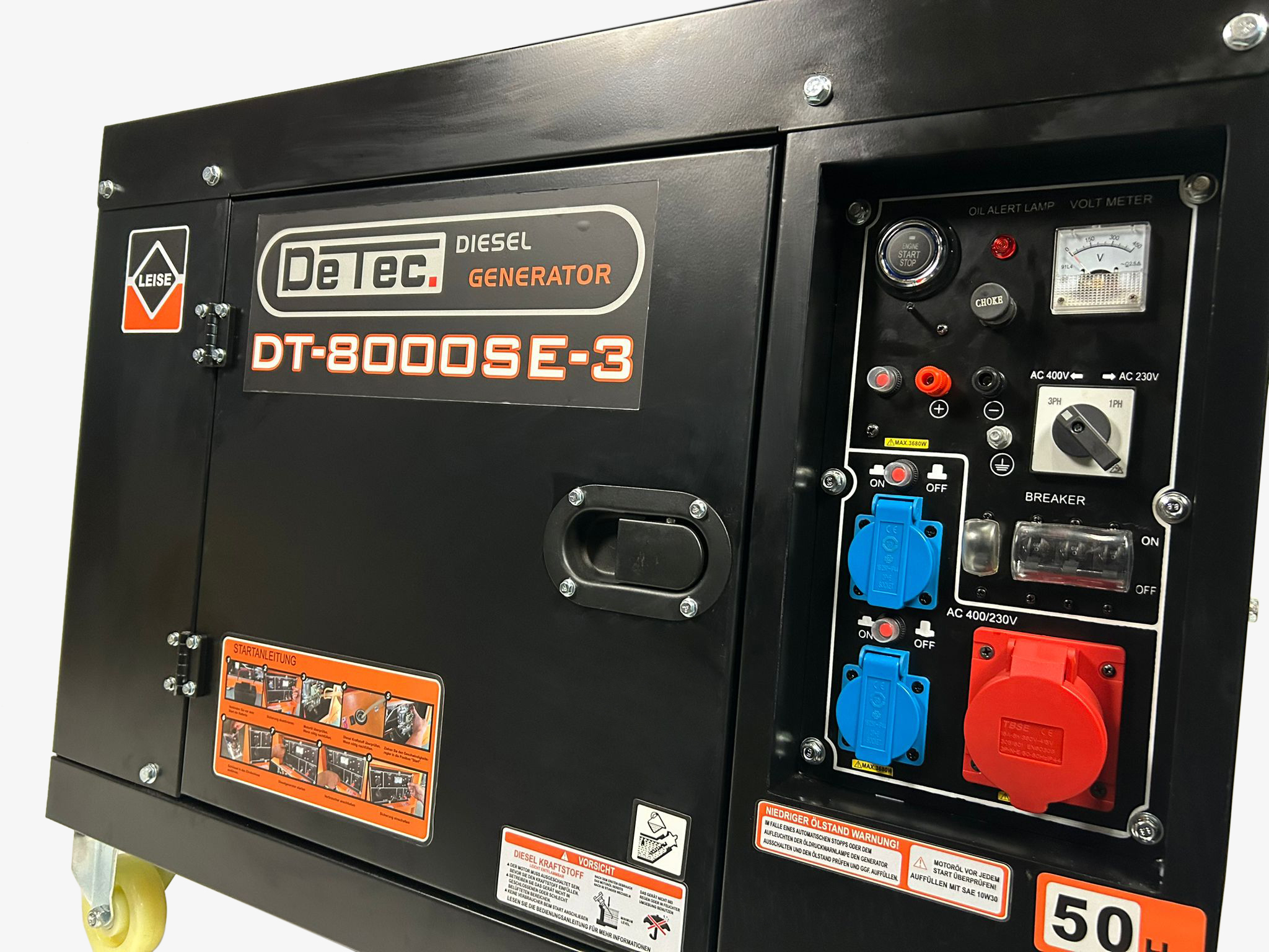 DeTec. DT-8000SE-3 leiser Diesel Stromerzeuger 6500 Watt | 3- Phasen Notstromaggregat  | Dieselgenerator startet mit Funkfernbedienung !