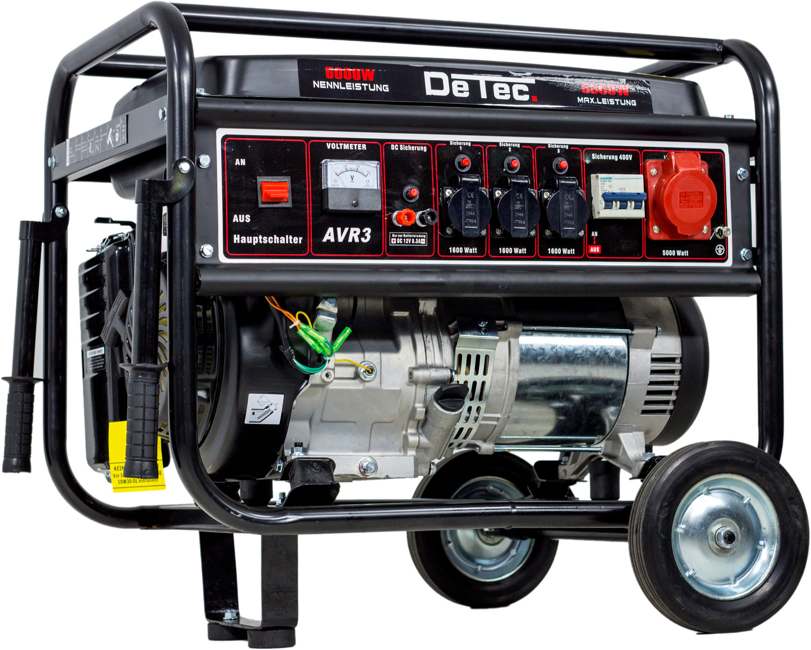 DeTec. 3-Phasen Benzin Stromerzeuger 5,5 KW Starkstrom 230+400V | DT-LB6500M-3