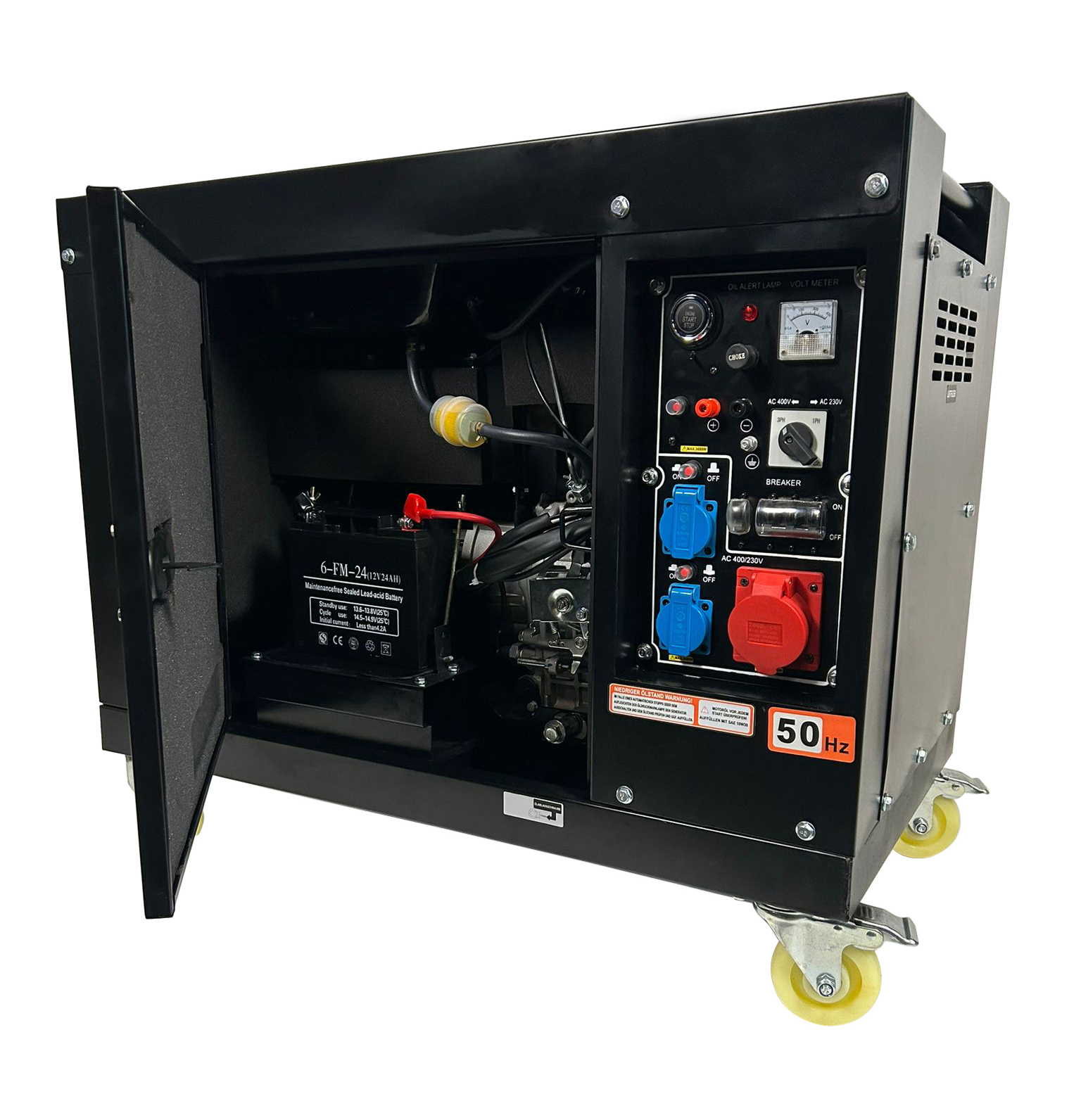 DeTec. DT-8000SE-3 leiser Diesel Stromerzeuger 6500 Watt | 3- Phasen Notstromaggregat  | Dieselgenerator startet mit Funkfernbedienung !