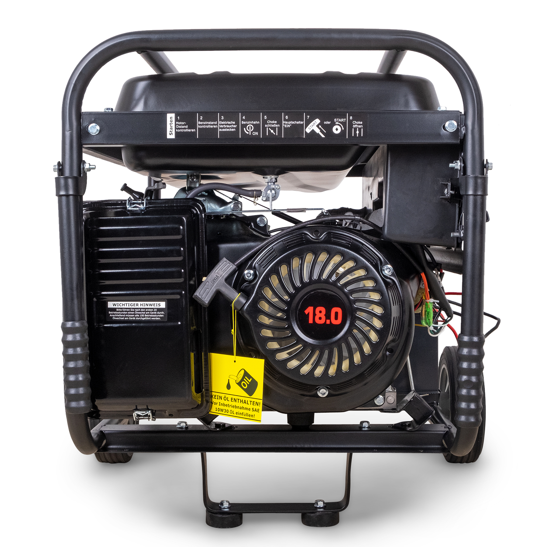 DeTec Stromerzeuger 7,5 kW max Leistung Seilzug Luftfilterkasten Standfuß Griffe